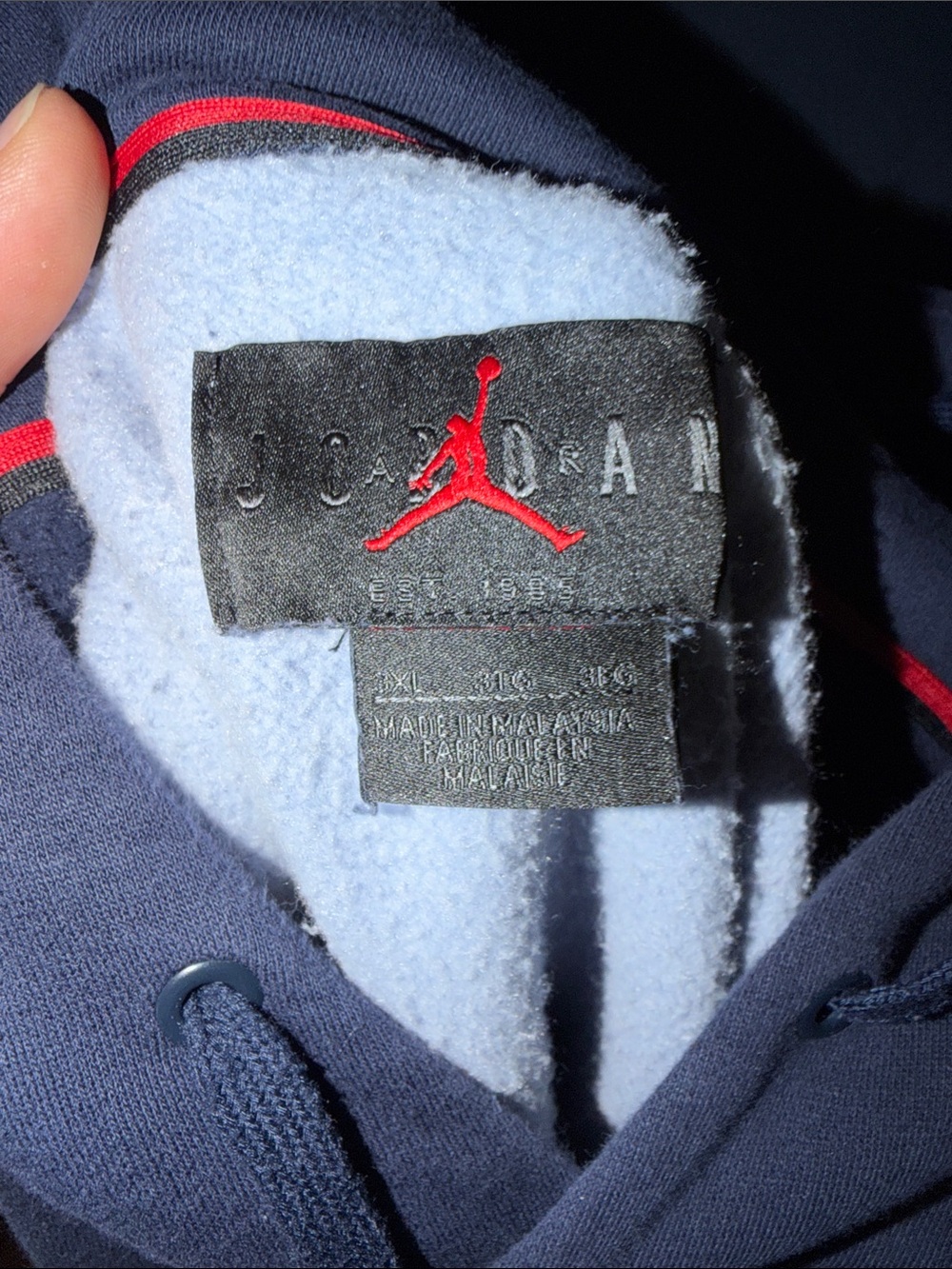 Jordan Men's Navy and Light Blue Colorblock Pullover Hoodie - Picture 6 of 8